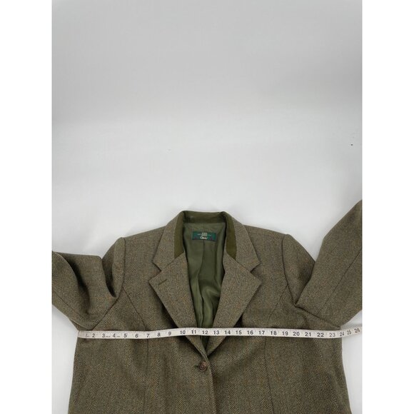 Vintage Orvis Wool Blazer Womens Plus Size 20 Herringbone Suede Green Academia - Picture 8 of 10